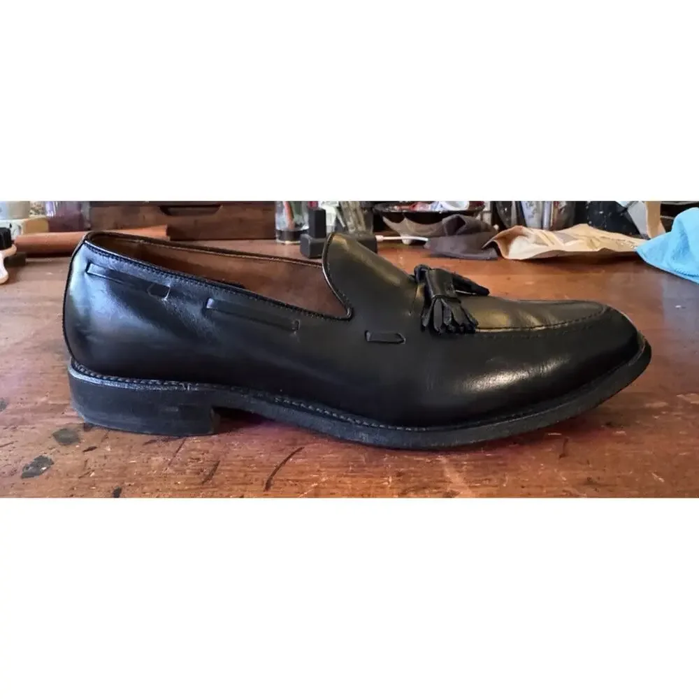 Vintage Allen Edmonds Grayson Black Leather Tassel Loafers 9 1/2 AA Made in USA